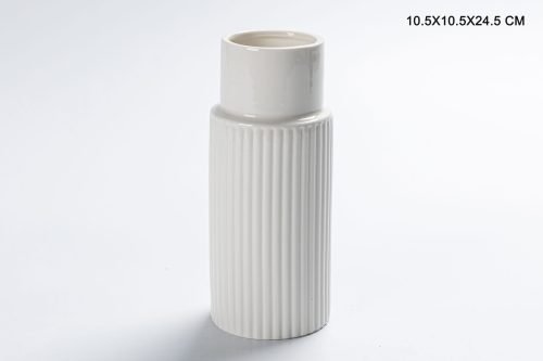 White Ceramic Ribbed Vases