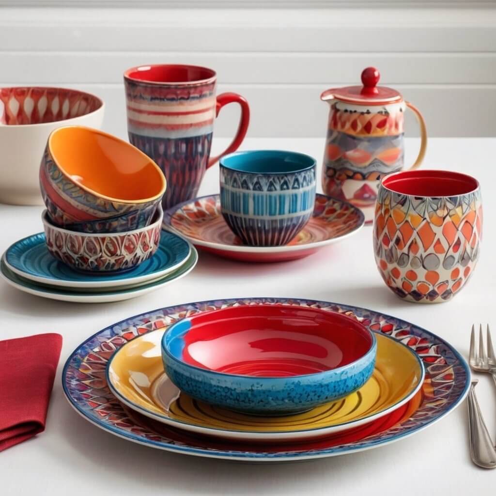 Bold colors and patterns dinnerware sets