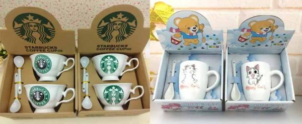PDQ display porcelain coffee cup packaging for supermarkets and point-of-sale promotions