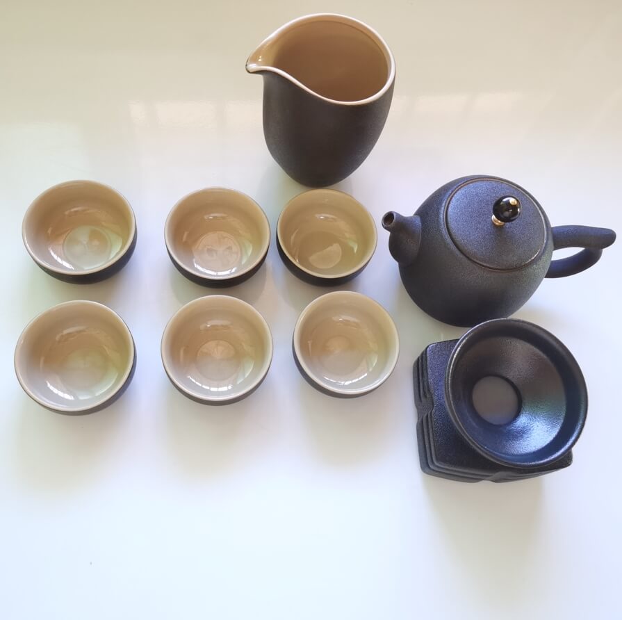 black porcelain tea set