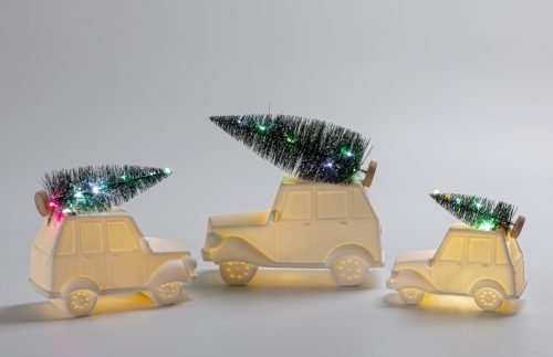 White Ceramic Truck With Tree Light