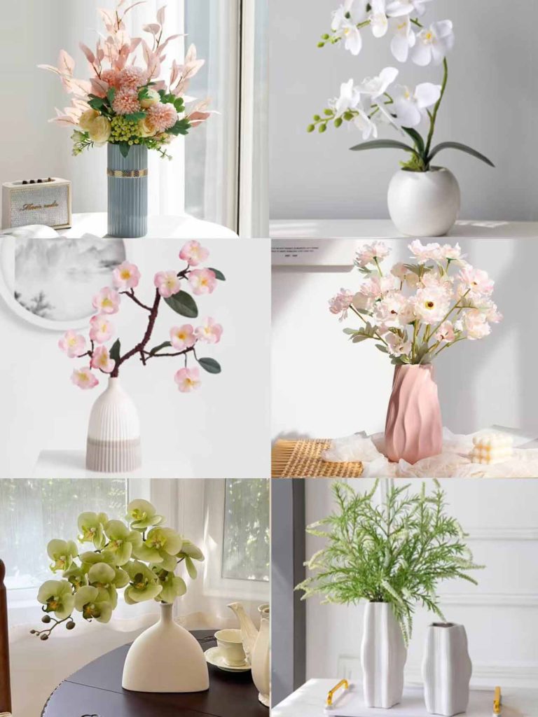 Elegant living room decor featuring custom porcelain vases from China with minimalist design