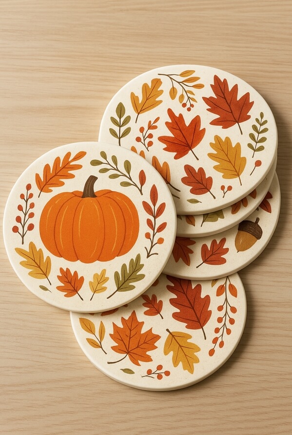 autumn and halloween home décor:Autumn Ceramic Coasters