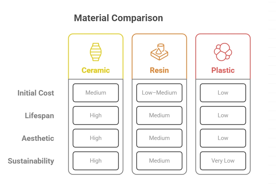 Material Comparison:ceramic vs resin vs plastic
