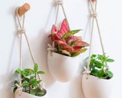 Stylish ceramic indoor hanging planters for living room and balcony décor