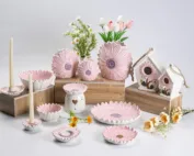 Pastel-coloured vases and bowls for spring home décor