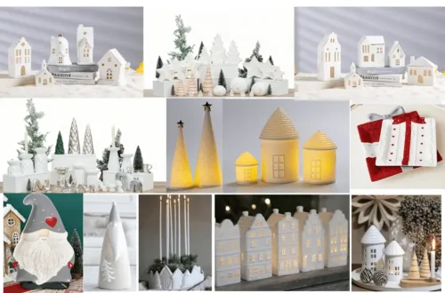 Creative Christmas decoration ideas with ceramic houses, candle holders