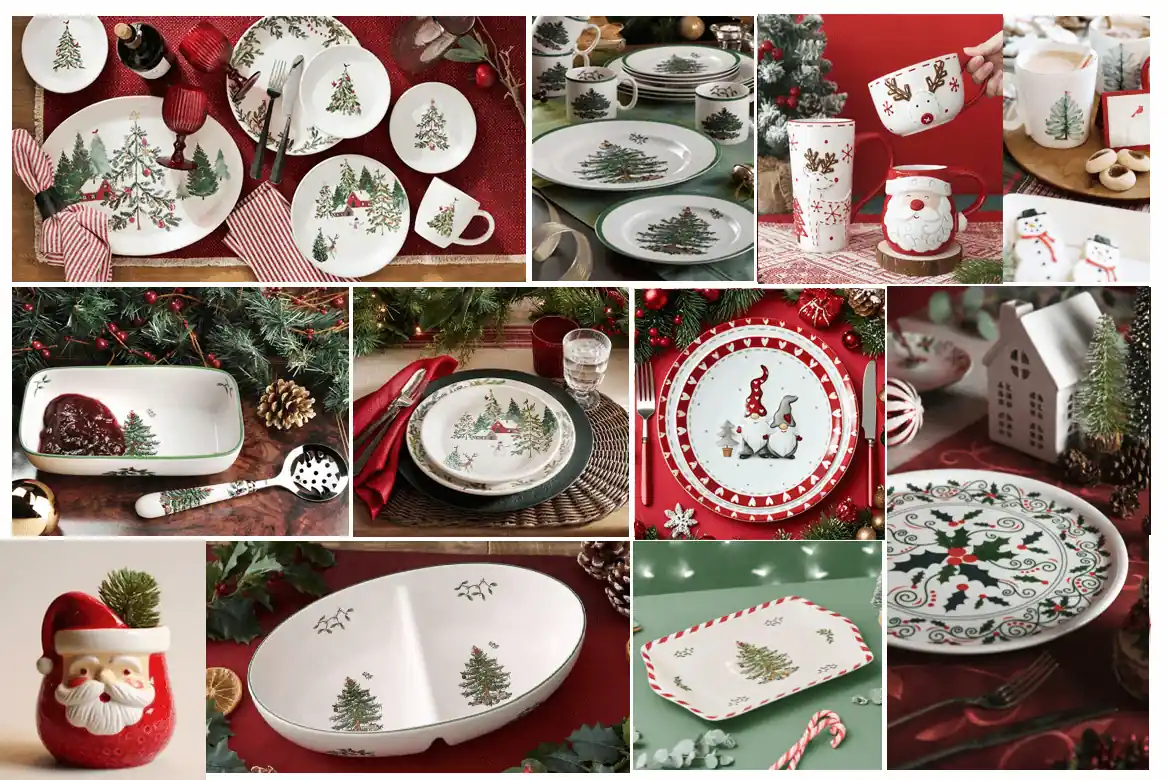 Homey Ceramic 2026 collection showcasing Christmas decoration ideas with personalised ceramic mugs and plates.