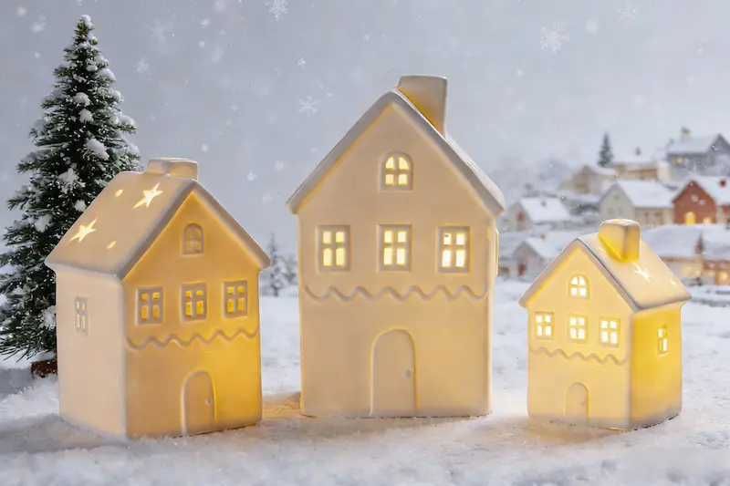 Ceramic Christmas Houses With LED lights