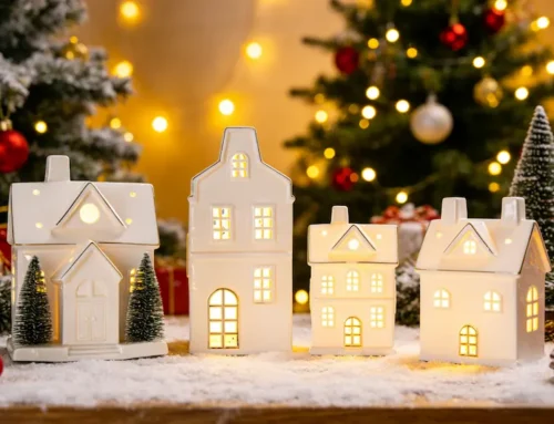 Ceramic House Christmas Decoration Ideas for Mantels, Shelves, and Console Tables