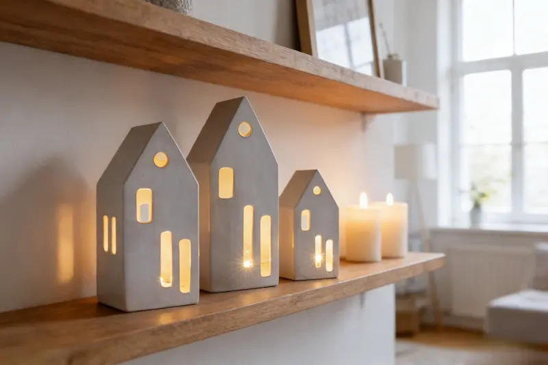 White ceramic house tealight holder