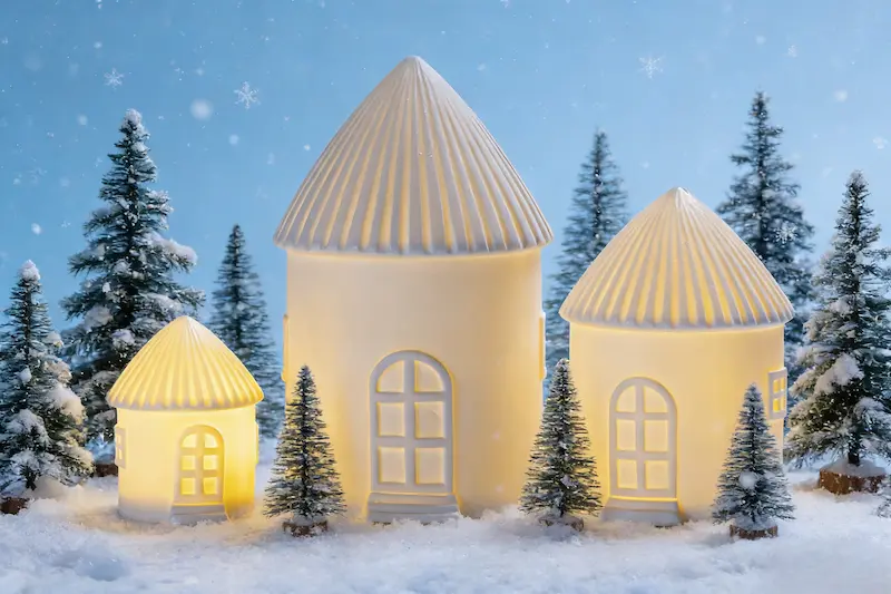 bulk ceramic Christmas houses for Christmas village retail displays