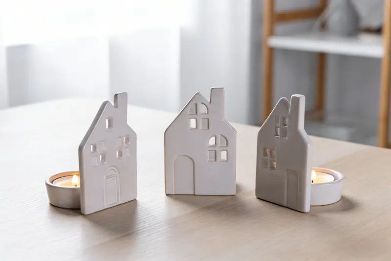 ceramic house tealight holder set