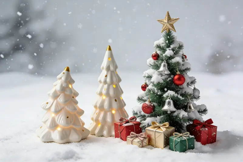 ceramic lighted Christmas trees