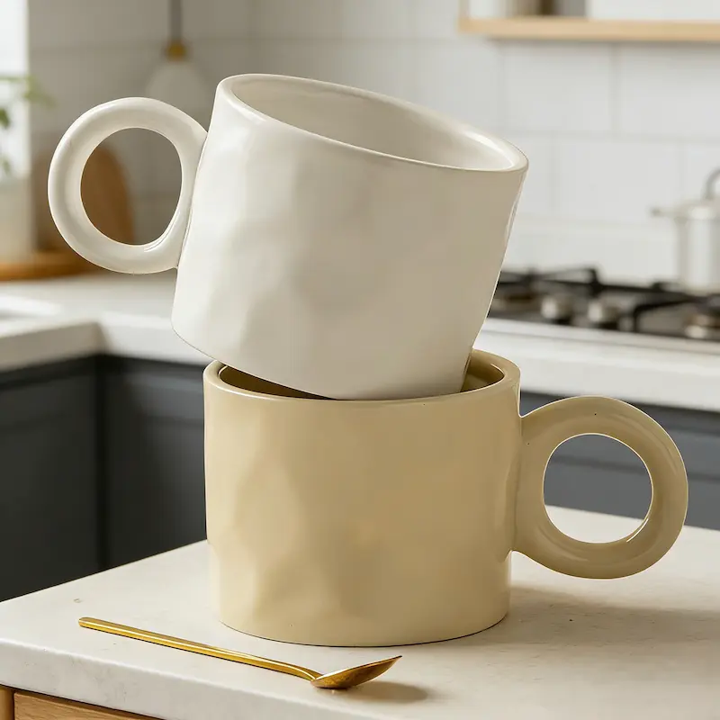 Cloud Dancer + Warm Beige Mugs