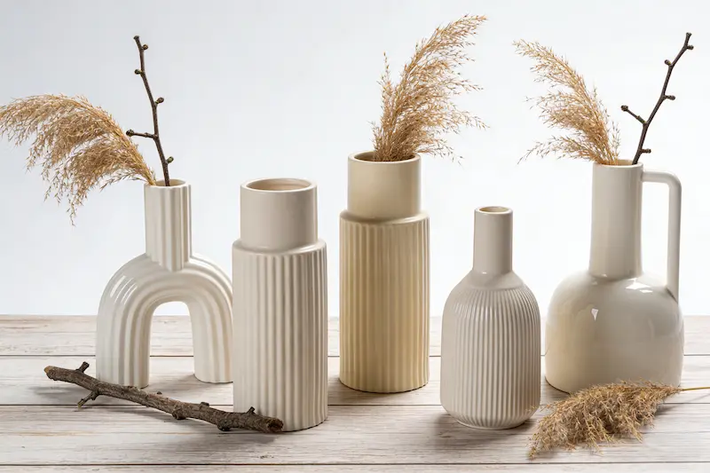 Rustic boho ceramic vase décor for farmhouse home interiors