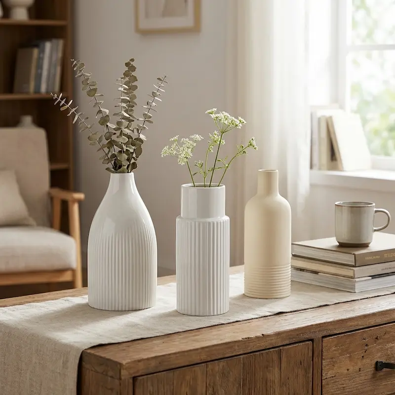 Cylindrical vase wholesale collection with modern cylinder ceramic vases for floral arrangements and home décor