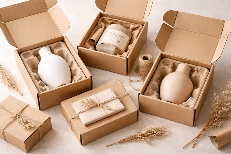 plastic free packaging for ceramic vases kraft paper and pulp packaging