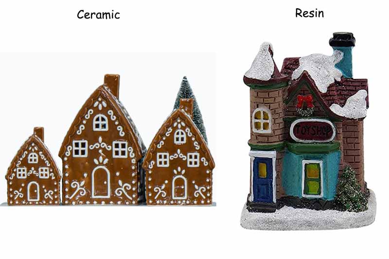 ceramic vs resin Christmas village figurines