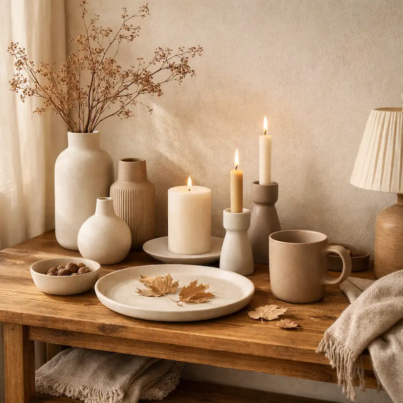 Autumn home decor trends 2026 featuring cozy ceramic home décor in neutral tones for UK homes