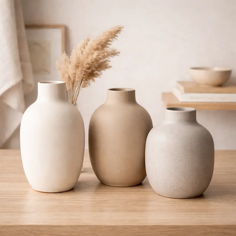 matte glazed ceramic flower vase for modern home decor collections