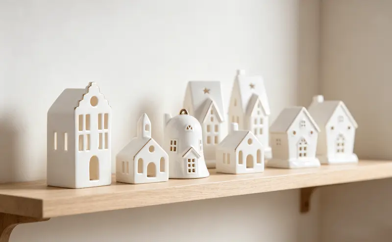 Modern ceramic house décor wholesale products displayed in a minimalist Scandinavian showroom