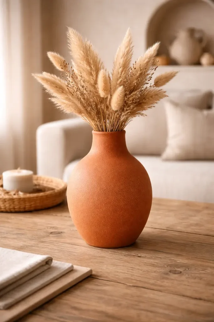 terracotta vase natural clay texture rustic home decor styling