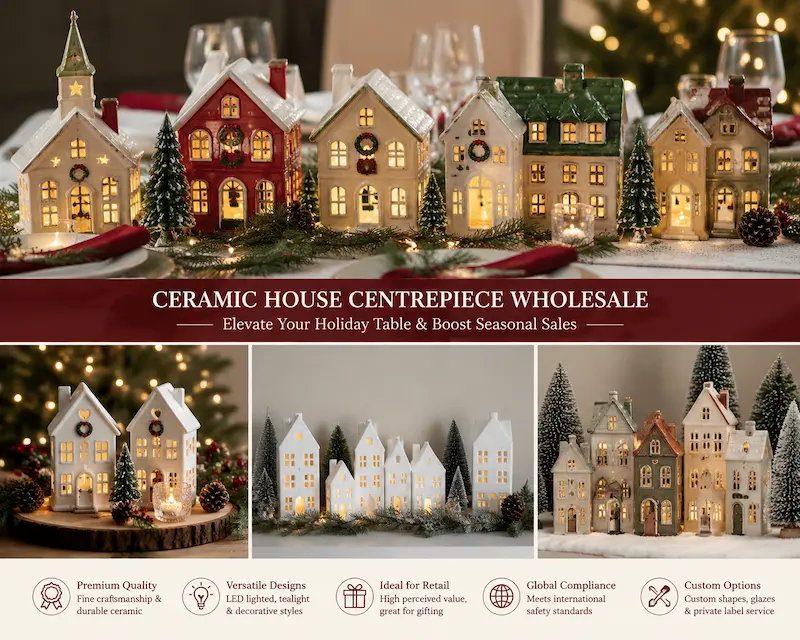 CERAMIC HOUSE CENTREPIECE WHOLESALE