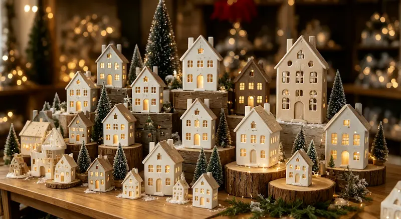 Example of a Tiered Retail Display with Mini, Medium and Large Houses