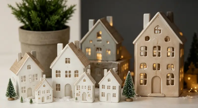 Size Comparison Mini, Medium and Larger Ceramic Houses