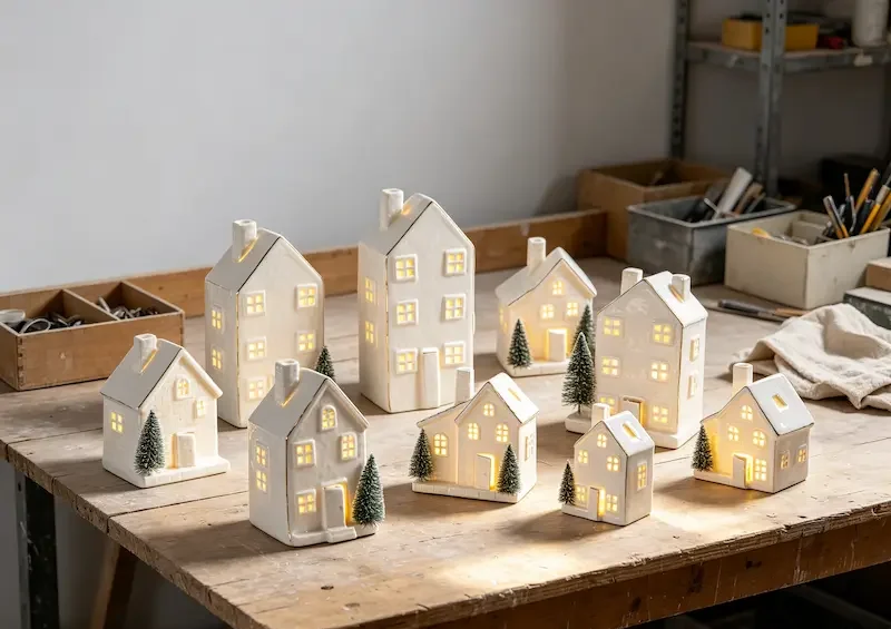 Bulk ceramic house sculptures for wholesale and retail display