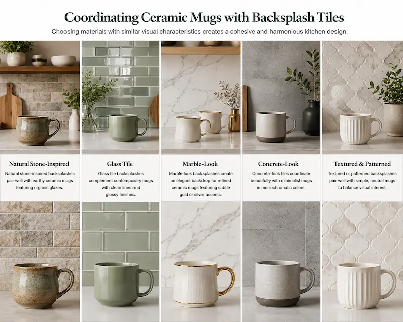 Coordinating Ceramic Mugs with Backsplash Tiles