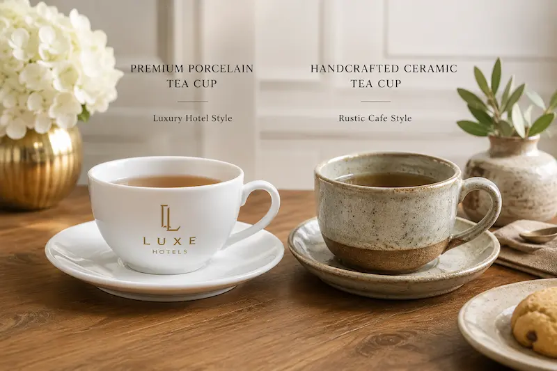 Porcelain tea cup vs ceramic tea cup comparison for B2B buyers