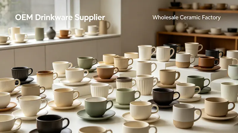 Wholesale porcelain tea cups and porcelain coffee cups from Homey Ceramic