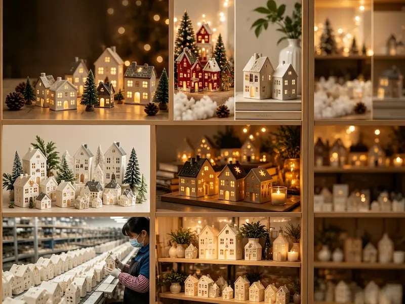different ceramic house figurines