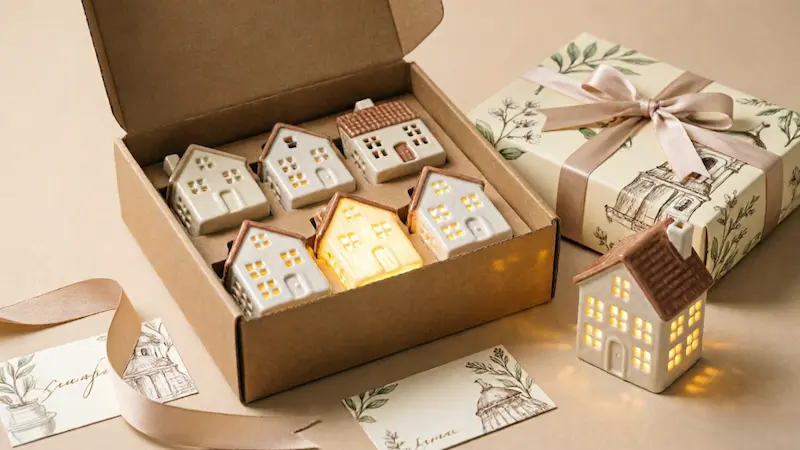 a wholesale ceramic house gift set ready for retail