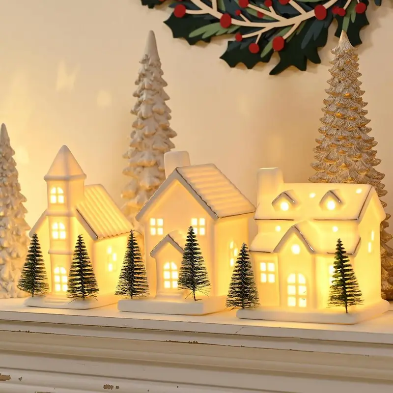 handmade ceramic houses wholesale Christmas village display